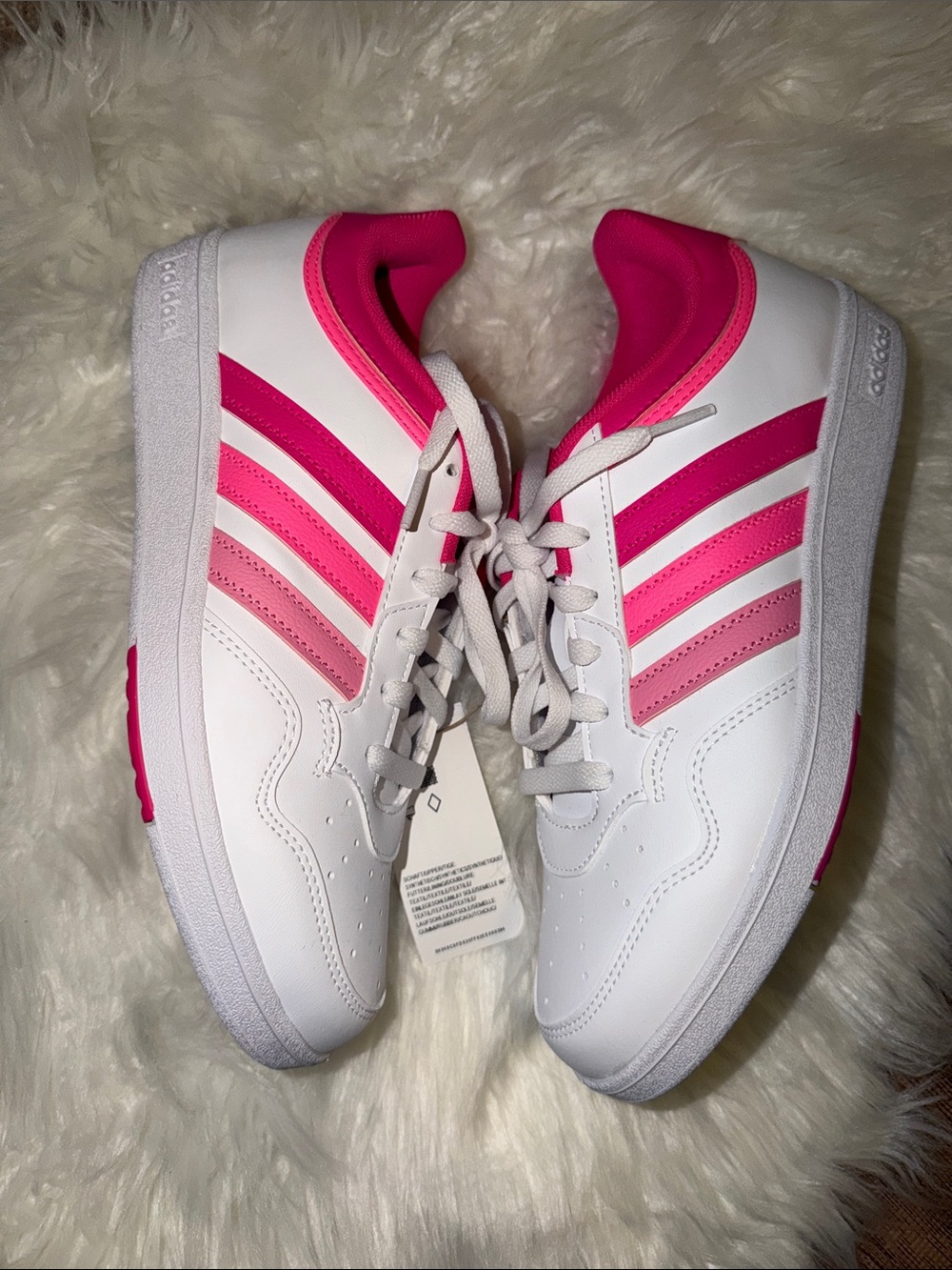 NWT- Women’s adidas HOOPS 4.0 White Sneakers with Pink Accents - Picture 4 of 6